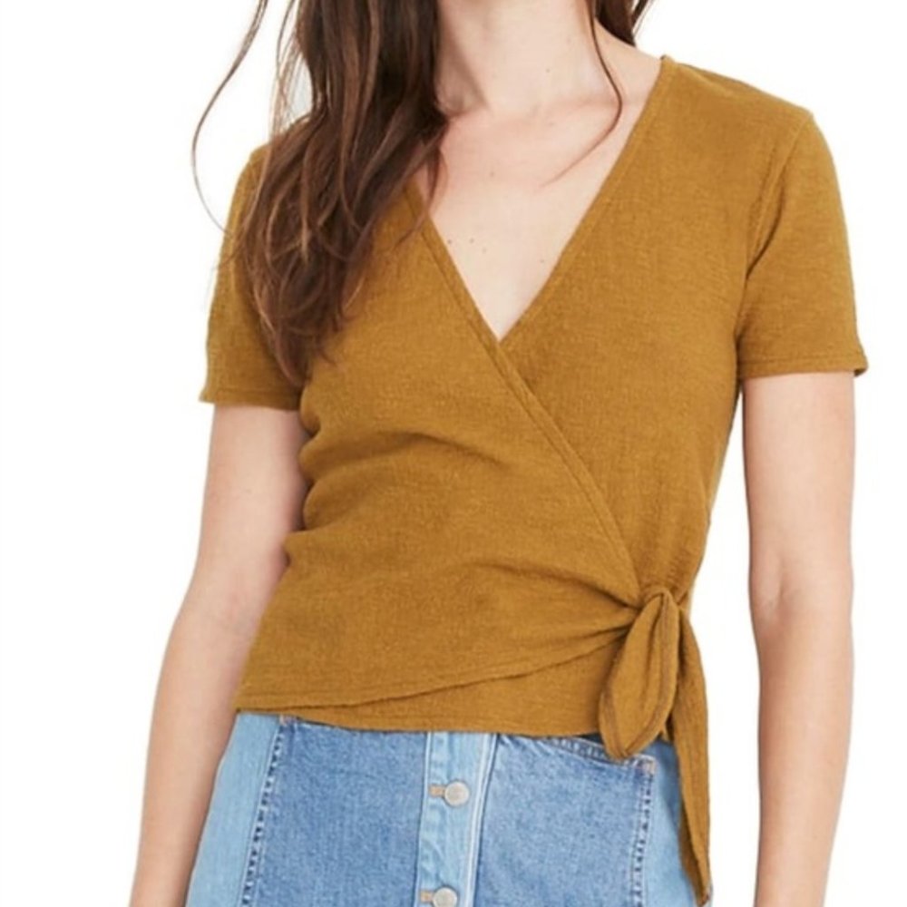 Madewell texture & thread wrap-tie top small